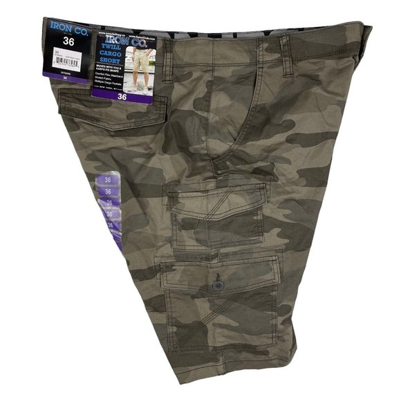 Iron Co Twill Cargo Shorts Men's 36 Green Canteen Camo NWT - Picture 5 of 8